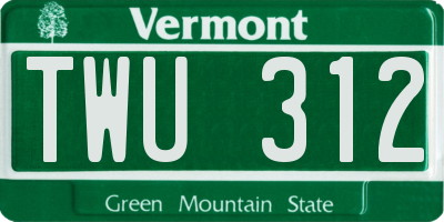 VT license plate TWU312
