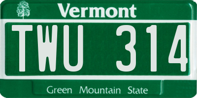 VT license plate TWU314