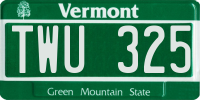 VT license plate TWU325