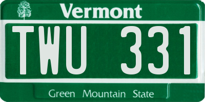 VT license plate TWU331