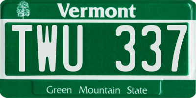 VT license plate TWU337