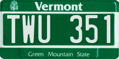VT license plate TWU351