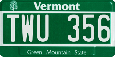VT license plate TWU356