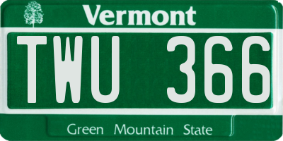 VT license plate TWU366