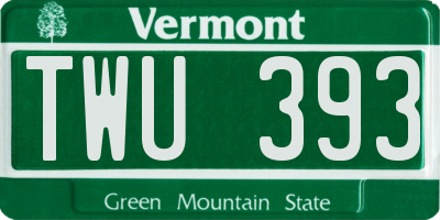 VT license plate TWU393