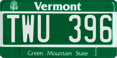 VT license plate TWU396