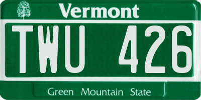 VT license plate TWU426