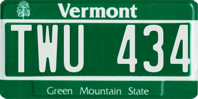 VT license plate TWU434