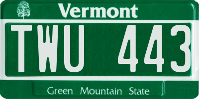 VT license plate TWU443