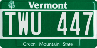 VT license plate TWU447