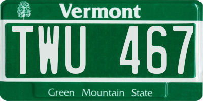 VT license plate TWU467
