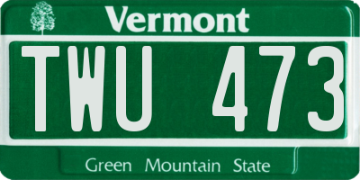 VT license plate TWU473