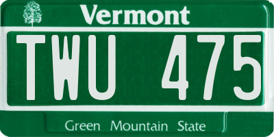 VT license plate TWU475