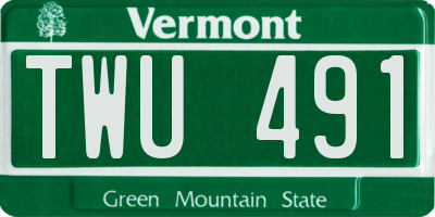 VT license plate TWU491