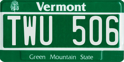 VT license plate TWU506