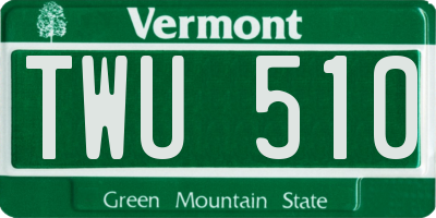 VT license plate TWU510