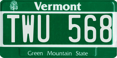 VT license plate TWU568