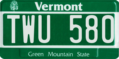 VT license plate TWU580
