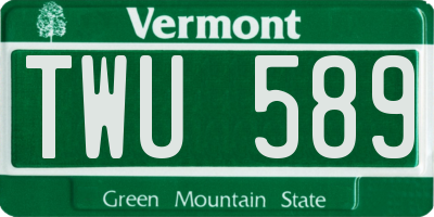 VT license plate TWU589