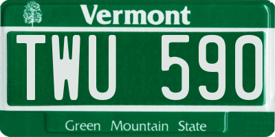 VT license plate TWU590