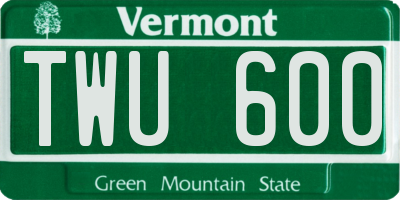 VT license plate TWU600