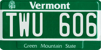 VT license plate TWU606