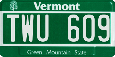 VT license plate TWU609