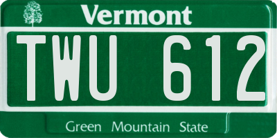 VT license plate TWU612