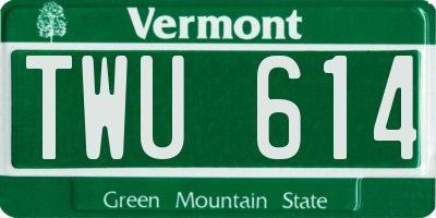 VT license plate TWU614
