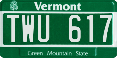 VT license plate TWU617