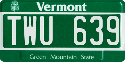 VT license plate TWU639