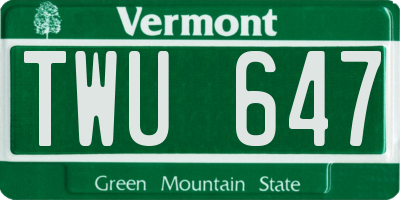 VT license plate TWU647
