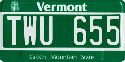 VT license plate TWU655