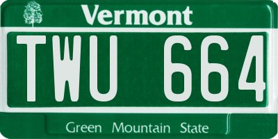VT license plate TWU664