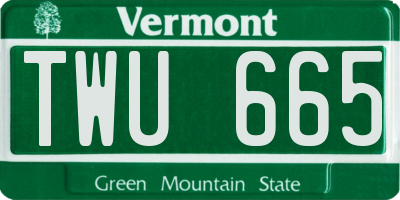 VT license plate TWU665