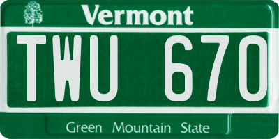 VT license plate TWU670