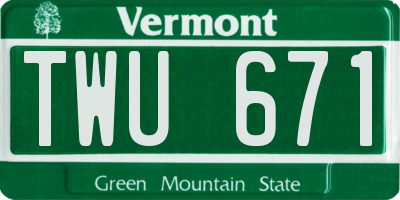 VT license plate TWU671