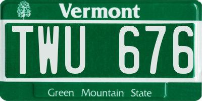 VT license plate TWU676