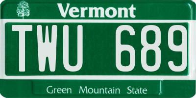 VT license plate TWU689