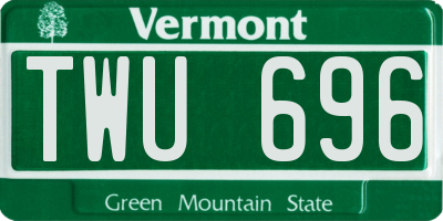 VT license plate TWU696