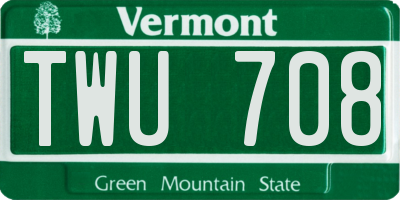 VT license plate TWU708