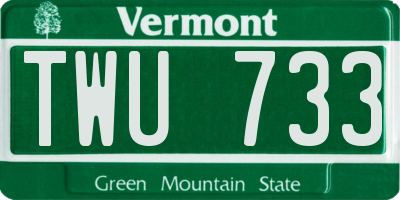 VT license plate TWU733