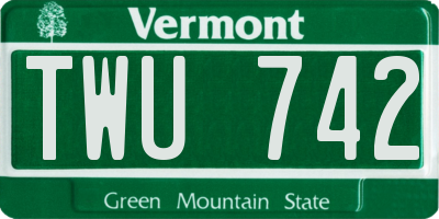 VT license plate TWU742