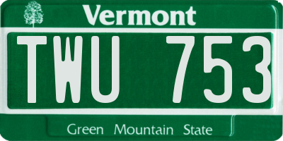 VT license plate TWU753