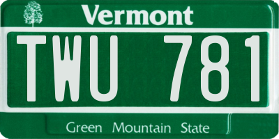 VT license plate TWU781