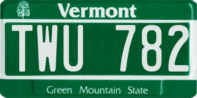 VT license plate TWU782