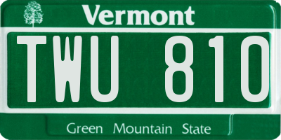 VT license plate TWU810