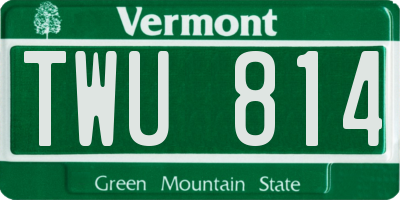 VT license plate TWU814