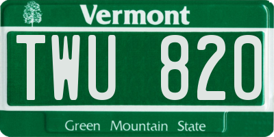 VT license plate TWU820