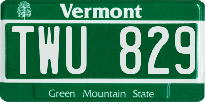 VT license plate TWU829